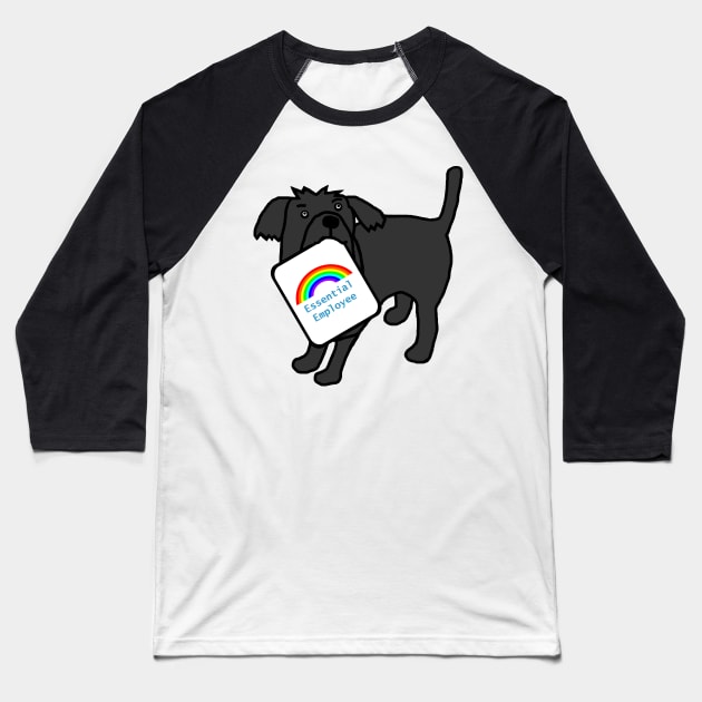 Essential Employee Rainbow and Dog Baseball T-Shirt by ellenhenryart